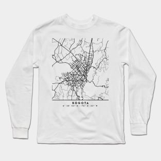 BOGOTA COLOMBIA BLACK CITY STREET MAP ART Long Sleeve T-Shirt